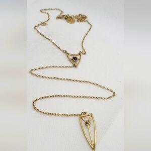 Septimo - Elegant Gold Plated and Black Pendant Necklace